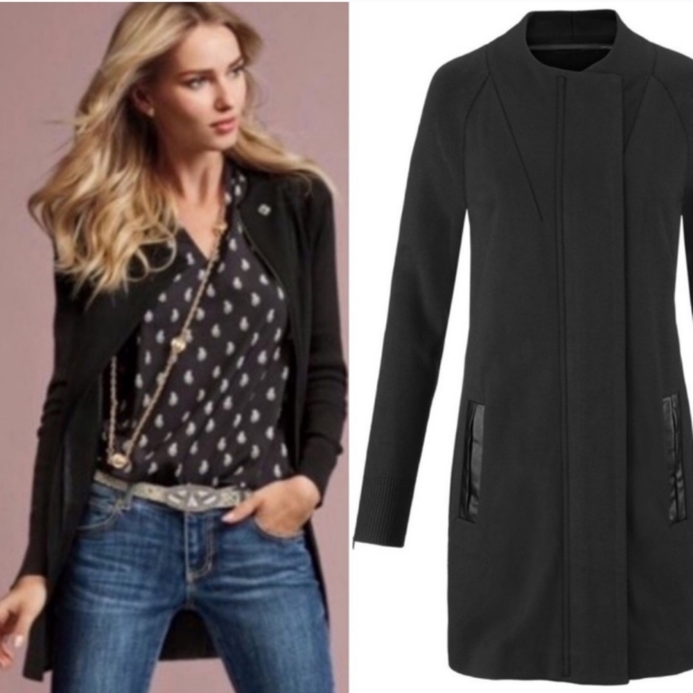 CAbi Tailor Black Pointe Knit Car Coat Full Zip Jacket #3351 Size medium